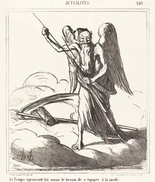 Le Temps éprouvant lui aussi le besoin de s'équiper à la mode, 1867. Creator: Honore Daumier
