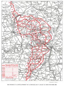 Le Theatre de Notre Offensive de la Somme; Nos progres et le developpement de la bataille du 1er ju Creator: Unknown