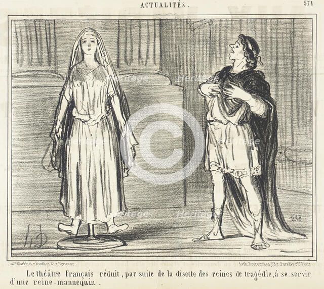 Le Théâtre français réduit...à se servir..., 1858. Creator: Honore Daumier.
