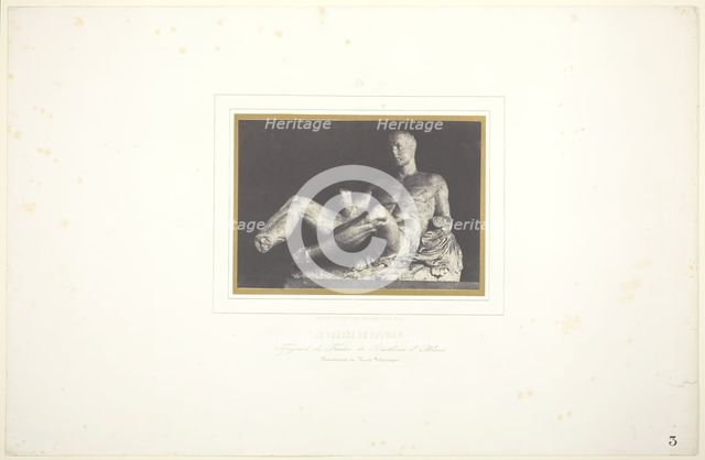 Le Thésée de Phidias/ Fragment du Fronton du Parthenon d'Athènes/ Maintenant au Musée..., 1851. Creator: Louis-Désiré Blanquart-Evrard.
