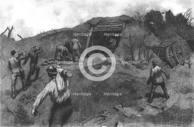 'Le tir de la Lourde: 155 court en action', 1916. Creator: Unknown.