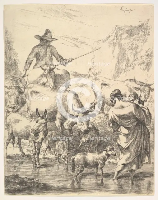 Le Troupeau Traversant Le Ruisseau. Creator: Nicolaes Berchem.