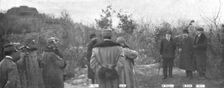 Le voyage des ministres Francais en Italie; Au pied d'un observatoire, pres du front, le...,1916. Creator: Unknown