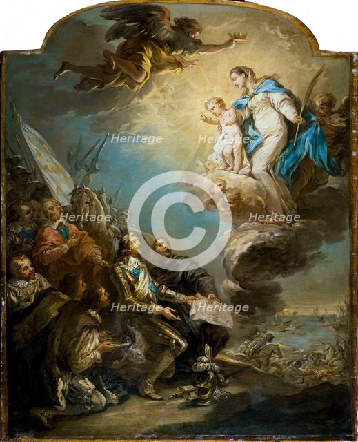 Le Voeu de Louis XIII au siège de la Rochelle en 1628, esquisse du tableau du Maître..., c1737-1747. Creator: Carle van Loo.