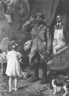 'Le valet de chambre, annoncant : "le filleul de mademoiselle ! " , 1915. Creator: Lucien Jonas