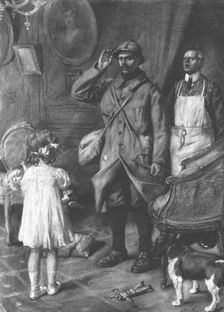 'Le valet de chambre, annoncant : "le filleul de mademoiselle ! " , 1915. Creator: Lucien Jonas