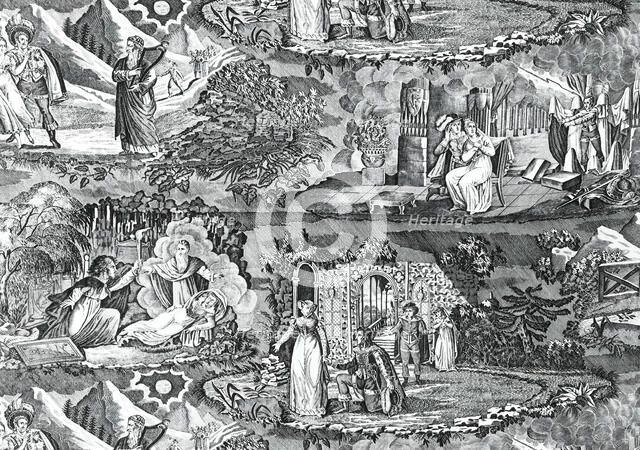 Le Vampire (The Vampyre) (Furnishing Fabric), France, c. 1820. Creator: Unknown.