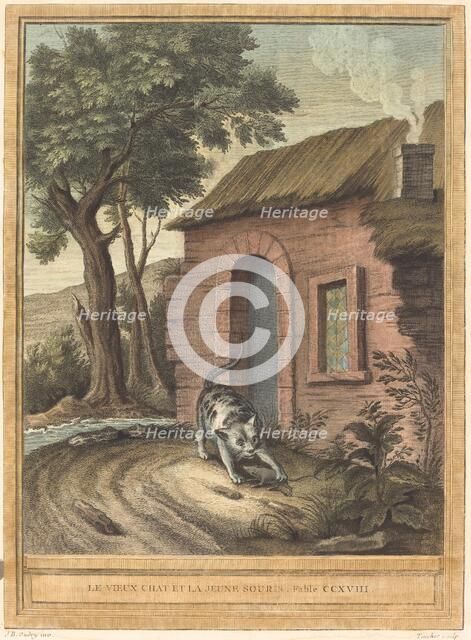 Le vieux chat et la jeune Souris (The Old Catand the Young Mouse), published 1759. Creator: Johann Christoph Teucher.