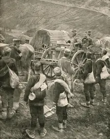 'Le Vieux Roi Pierre de Serbie sur la Route de L'Exil. 1916. Creator: Unknown