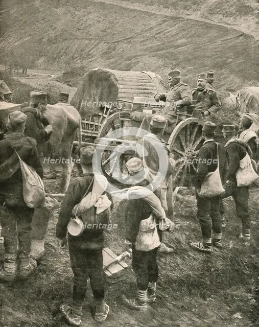 ''Le Vieux Roi Pierre de Serbie sur la Route de L'Exil.', 1916. Creator: Unknown.