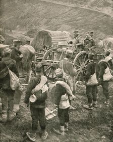'Le Vieux Roi Pierre de Serbie sur la Route de L'Exil. 1916. Creator: Unknown