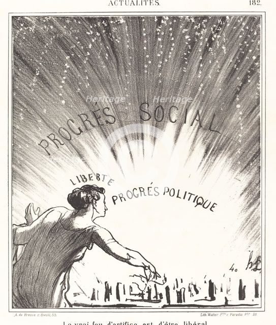 Le vrai feu d'artifice est d'être libéral, 1869. Creator: Honore Daumier.