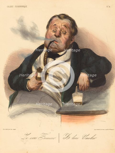 Le vrai Fumeur, 1836. Creator: Honore Daumier.