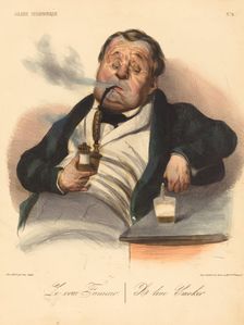 Le vrai Fumeur, 1836. Creator: Honore Daumier