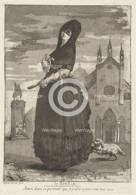 Le Zendale (Woman in a Hood, or the Woman Returning from Church), 1775. Creator: Giovanni David.