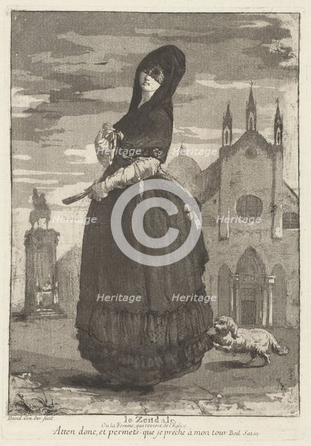 Le Zendale (Woman in a Hood, or the Woman Returning from Church), 1775. Creator: Giovanni David.
