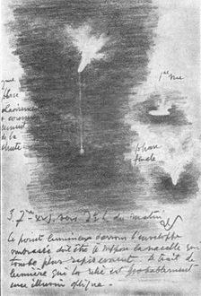 Le Zeppelin Abattu; Dans la banlieue de Londres; La chute du L21 1916. Creator: JW Simpson