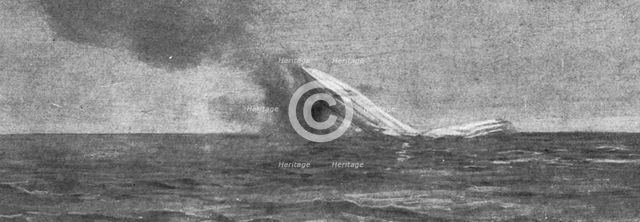 'Le Zeppelin "L7" abattu le 4 mai au large de la cote du Slesvig par les deux navires..., 1916. Creator: Unknown.