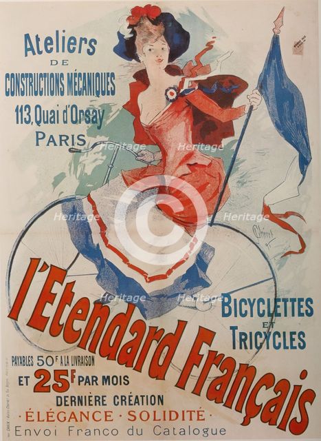 L'Etendard Français Bicycles (Poster). Artist: Chéret, Jules (1836-1932)