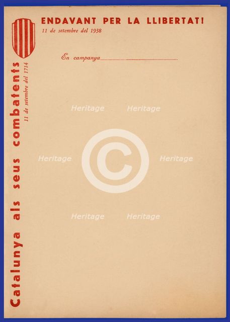 Letter model printed for fighters in campaign. Generalitat de Catalunya, September 1938.