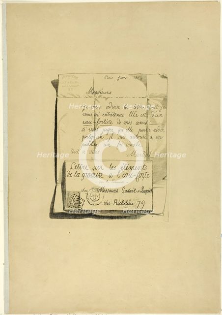 Letter on the Elements of Etching, 1864. Creator: Adolphe Martial Potemont.