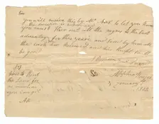 Letter and payment receipt for hire of enslaved persons owned by Apphia Rouzee, January 1, 1802. Creator: Unknown