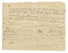 Letter and payment receipt for hire of enslaved persons owned by Apphia Rouzee, January 1, 1802. Creator: Unknown