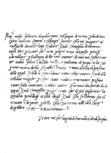 Letter by Michelangelo Buonarroti, 1545 (1865).Artist: Frederick George Netherclift