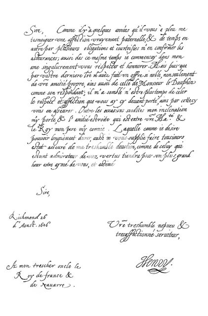 Letter by Henry Frederick, Prince of Wales, to King Henry IV of France, 1606 (1865).Artist: Frederick George Netherclift