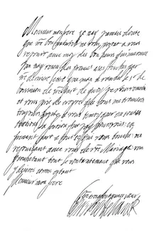 Letter by Henrietta Maria, Queen of Charles I, 17th century (1865).Artist: Frederick George Netherclift