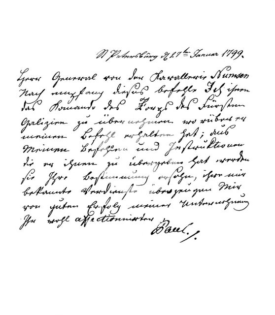Letter by Paul I, Emperor of Russia, to General Numsen, 1799 (1865).Artist: Frederick George Netherclift