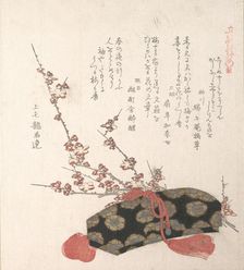 Letter-Box and Plum Blossoms, 19th century. Creator: Kubo Shunman