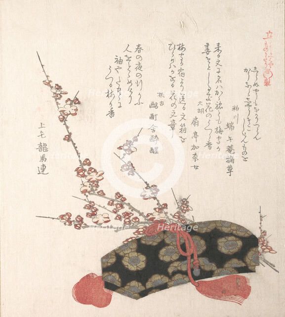 Letter-Box and Plum Blossoms, 19th century. Creator: Kubo Shunman.