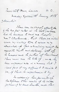Letter from Charles Dickens to George Eliot (Mary Ann Evans), 1858. Creator: Charles Dickens