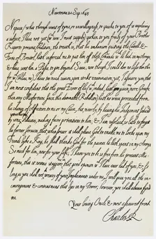 Letter from Charles I to his nephew, Prince Maurice, 20th September 1645. Artist: King Charles I