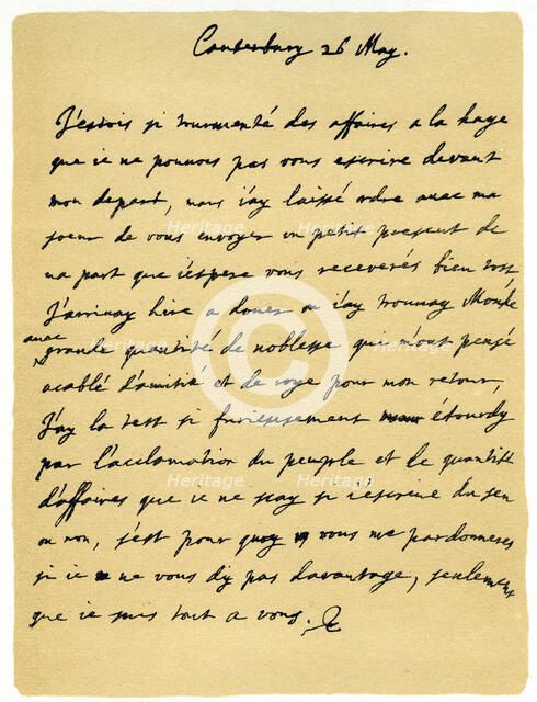 Letter from Charles II to his sister Henrietta, Canterbury, 26th May 1660.Artist: King Charles II