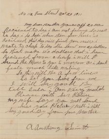Letter from A. Anthony Smith, an African-American man, to his brother, 1911. Creator: Unknown