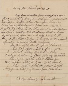Letter from A. Anthony Smith, an African-American man, to his brother, 1911. Creator: Unknown