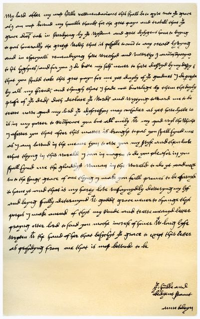 Letter from Anne Boleyn to Cardinal Wolsey, c1528.Artist: Anne Boleyn