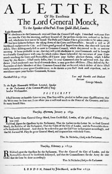 Letter from General Monck to the Speaker of the House of Commons, 1659 (1903)