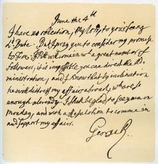 Letter from George II to Thomas Pellam-Holles, 4th June 1757.Artist: King George II
