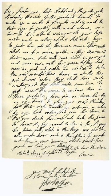 Letter from George Villiers, Duke of Buckingham, to James I, 25th April 1623.Artist: George Villiers, 1st Duke of Buckingham