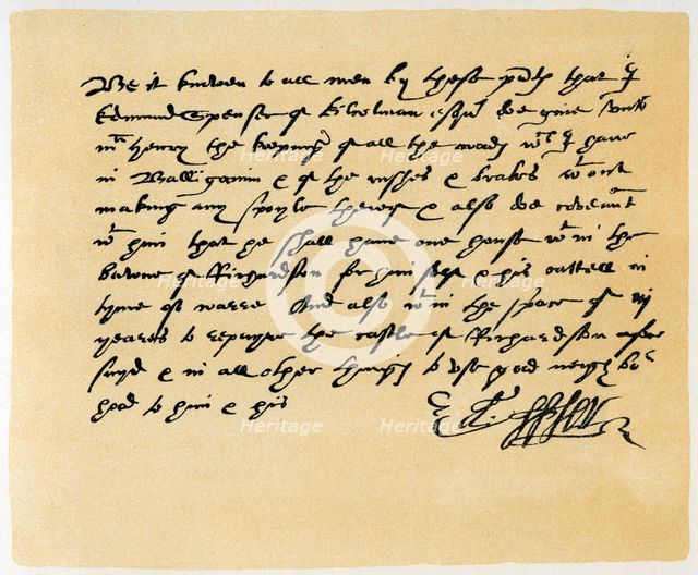 Letter from Grant, as Edward Spenser to one McHenry, c1589.Artist: Edward Spenser
