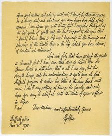 Letter from Edward Gibson to his aunt, Hester Gibson, 30th June 1788.Artist: Edward Gibson