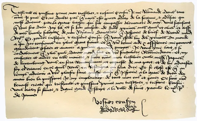 Letter from Edward IV to Francis II, Duke of Brittany, 9th January 1471.Artist: Edward IV, King of England
