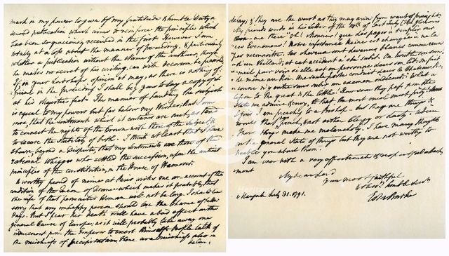 Letter from Edmund Burke to John Douglas, 31st July 1791.Artist: Edmund Burke