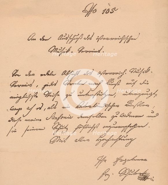 Letter from Franz Schubert to the Austrian Musical Union, c1820. Artist: Franz Peter Schubert.
