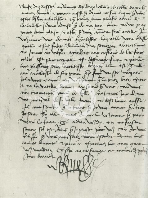 Letter from King René of Anjou, 15th century, (1934).  Creator: Rene of Anjou, King of Naples.
