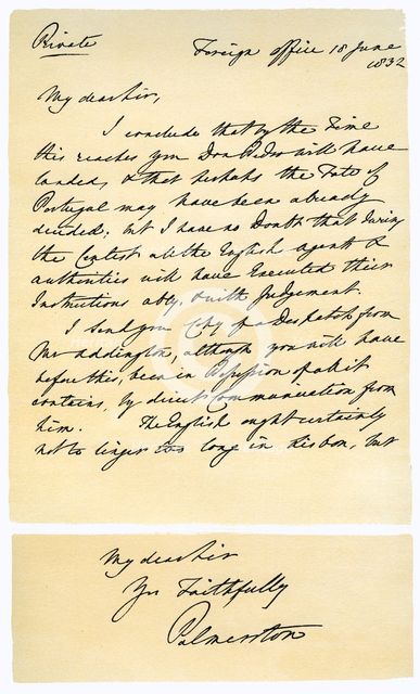 Letter from Henry John Temple to RB Hoppner, 18th June 1832.Artist: Lord Palmerston