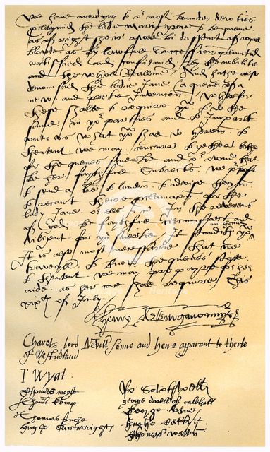 Letter from Henry Neville and others, 19th July 1553.Artist: Henry Neville, Earl of Westmorland